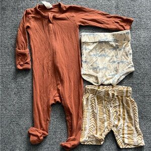 Kate Quinn Bamboo 3-6M Baby Set Footie Sleeper Bloomers Shorts Neutral